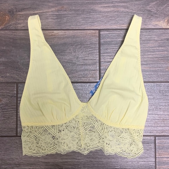 NWT $38 Free People Teegan Bralette Yellow XS S M Longline Soft Bra Daybreak - Picture 3 of 11